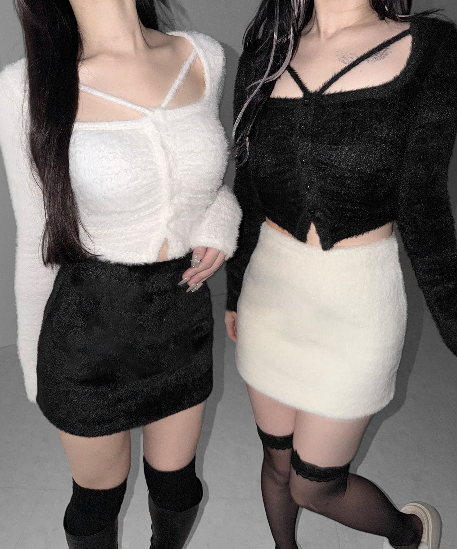 ハイウエストシャギータイトミニスカート / high waist shaggy tight mini skirt