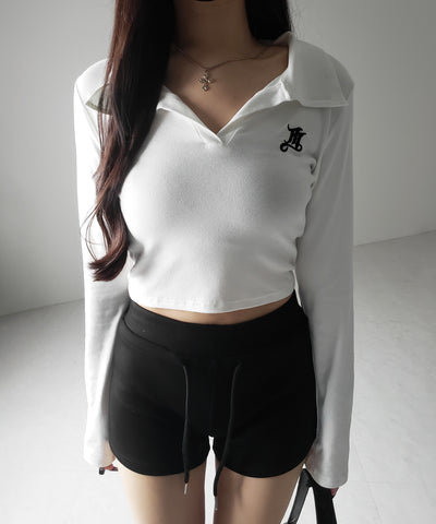 M LOGO スキッパーショートTシャツ / M LOGO skipper neck short T-shirt