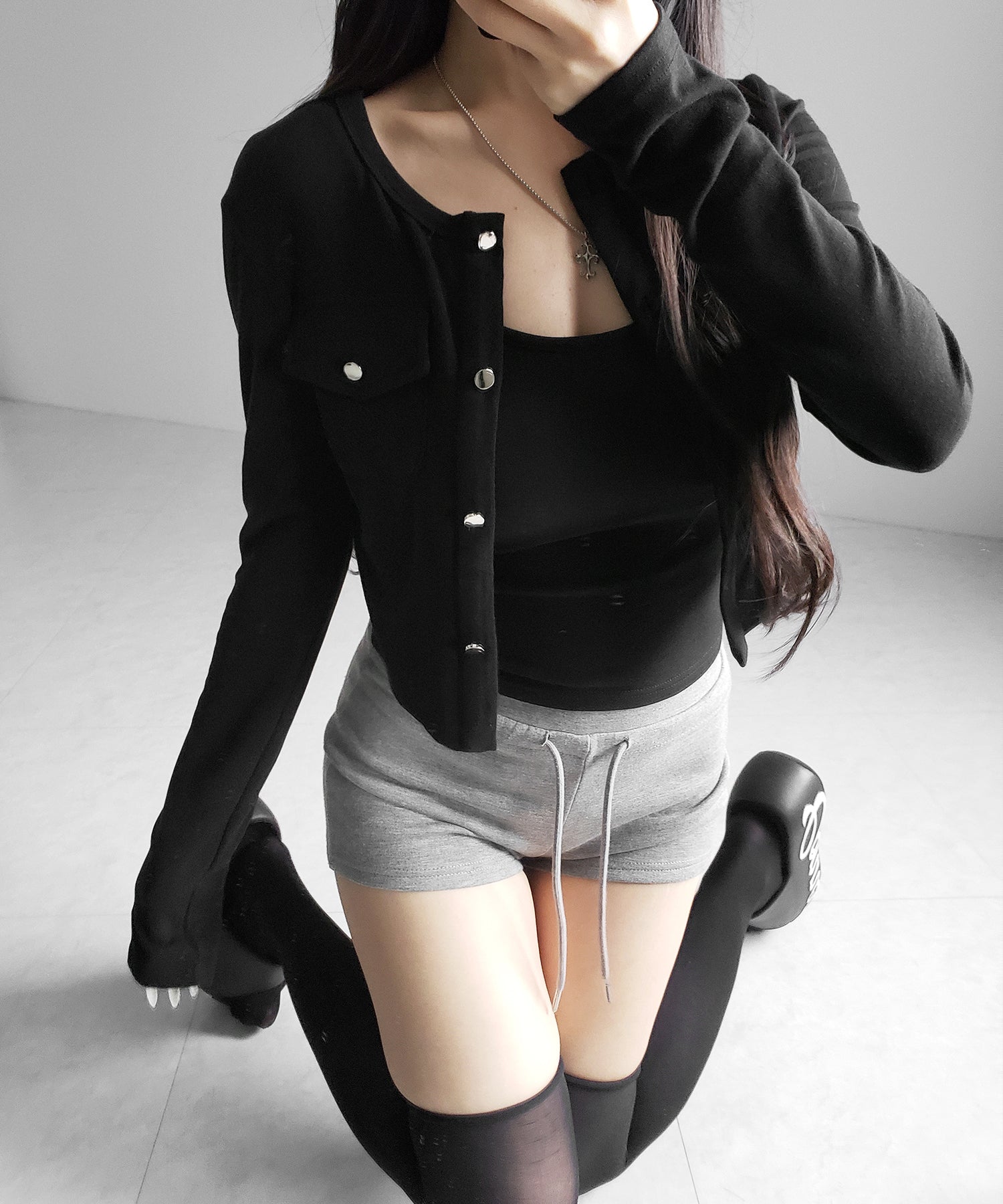 【 2点セット 】アウトポケットカーディガン + キャミソールセット / ( 2piece set ) out pocket cardigan + camisole SET