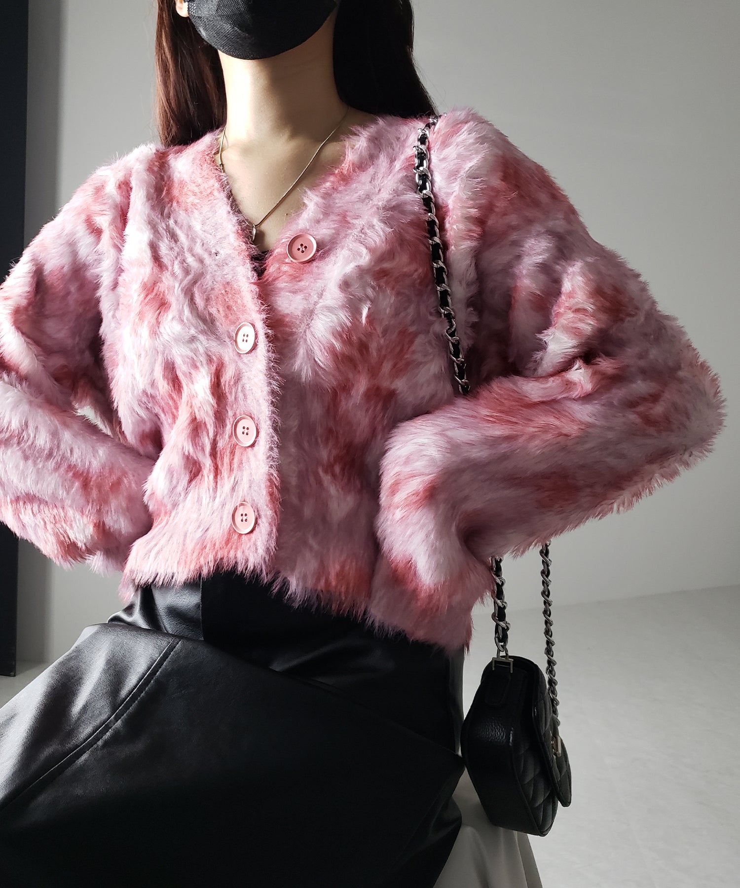 【 2color 】レオパードマーブルシャギーニットカーディガン / reopard marble knit shaggy cardigan