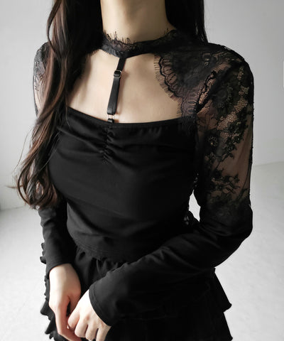 Y‐ストラップチョーカーレースドッキングトップス / Y-strap choker lace docking tops