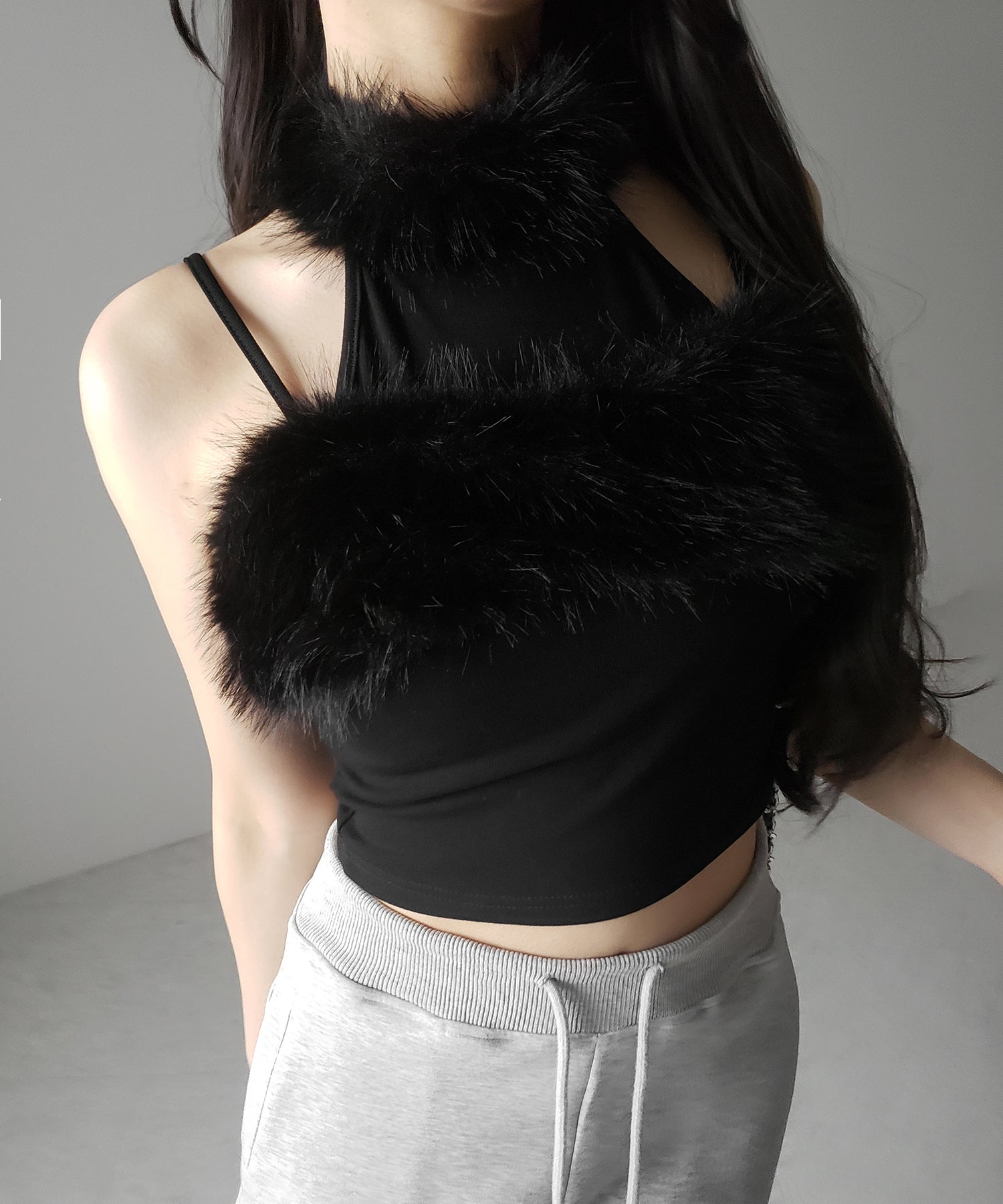 ファードッキングストラップトップス / fur docking strap tops