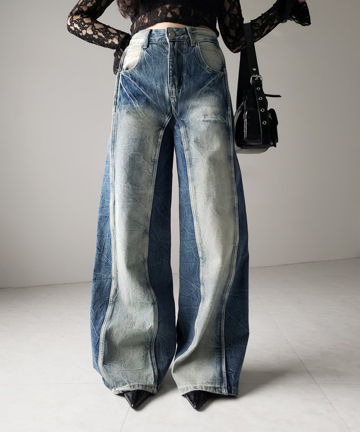 【 4size 】ヴィンテージライクサイドタックストレートデニム /vintage like side tuck straight denim