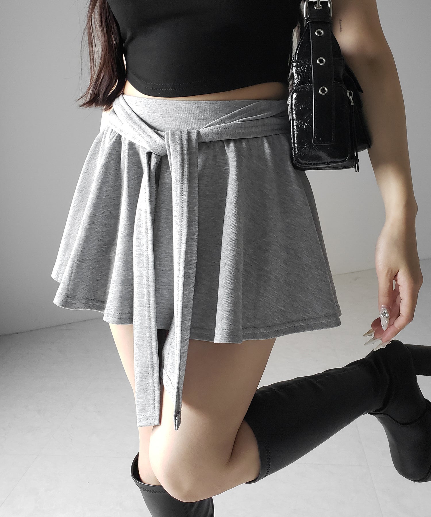 ラップレイヤードフレアミニスカパン / wrap layered flare mini skirt pants