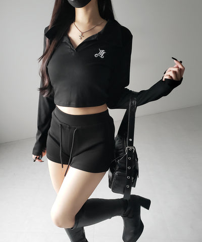 M LOGO スキッパーショートTシャツ / M LOGO skipper neck short T-shirt