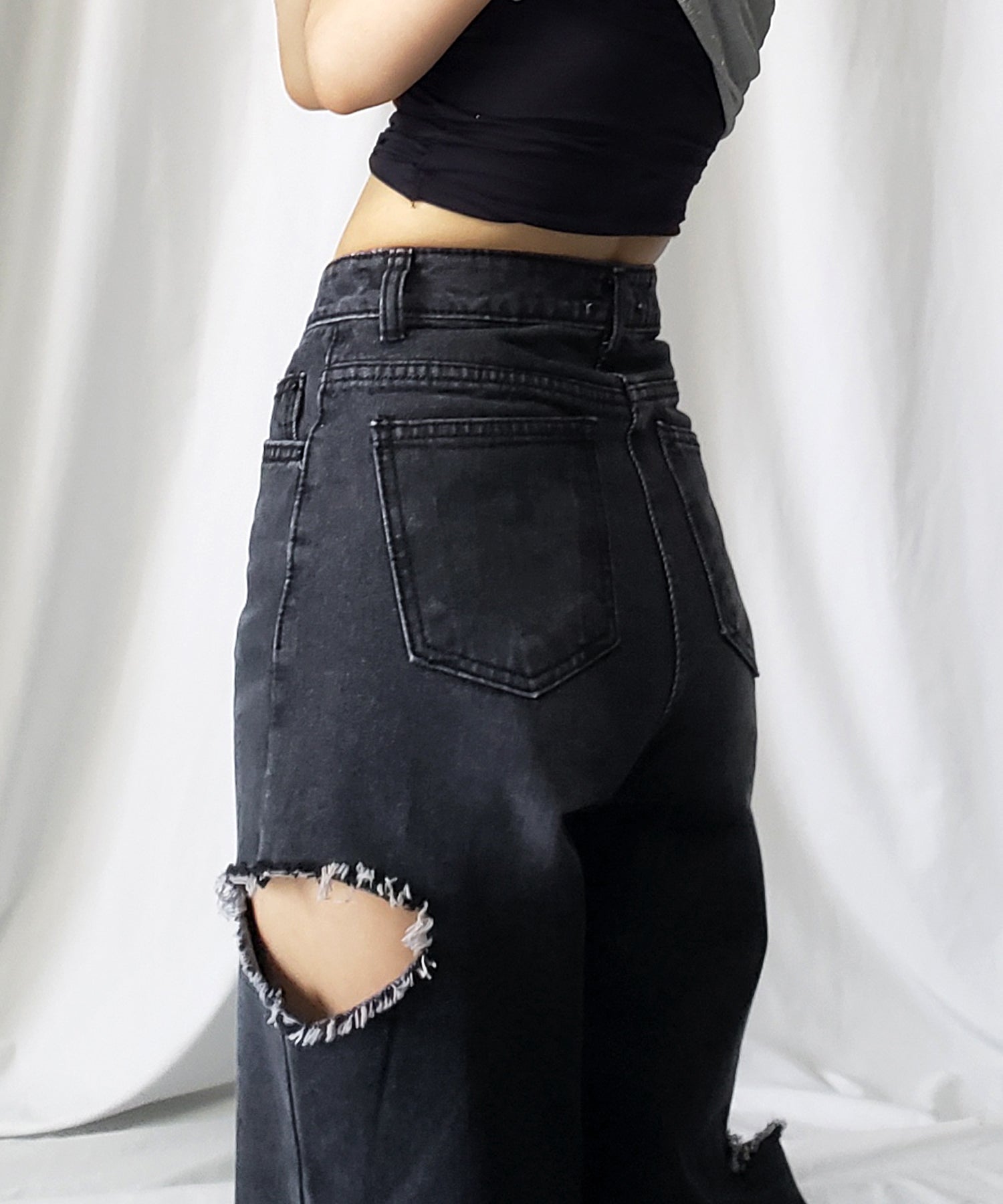 【 7color / 3size 】カットアウトサイドスリットロングデニムパンツ