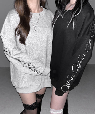 レタリングロゴ刺繍スウェットプルオーバー / lettering logo embroidery sweat pullover