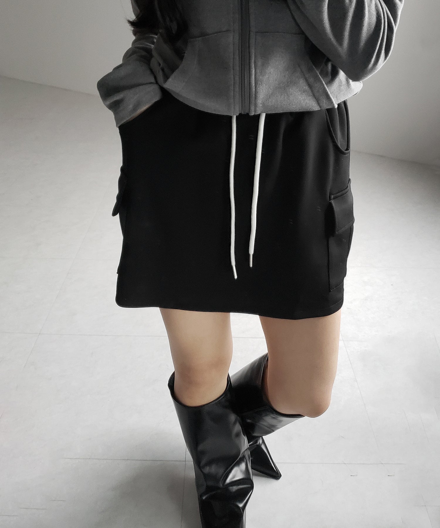 【 インナーパンツ裏地付 】ハイウエストスウェットミニスカート / high waist sweat mini skirt