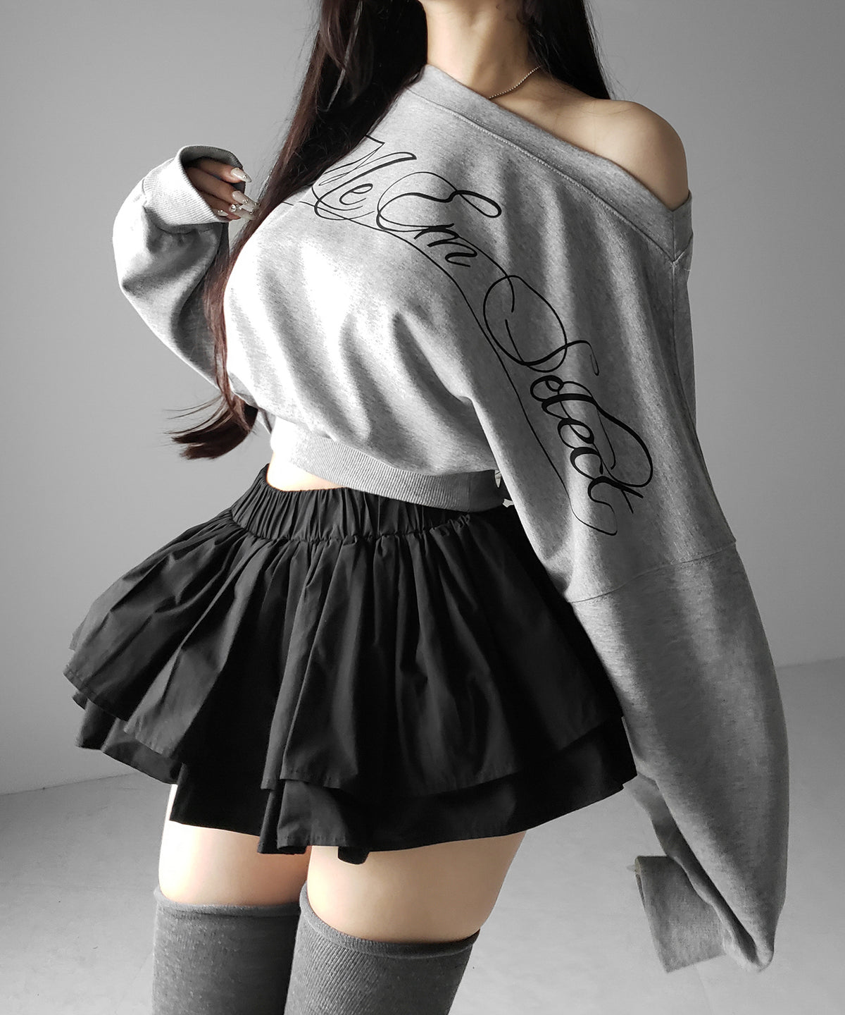 【 インパン裏地付 】ボリュームフレアコットンミニスカート / volume flare cotton mini skirt