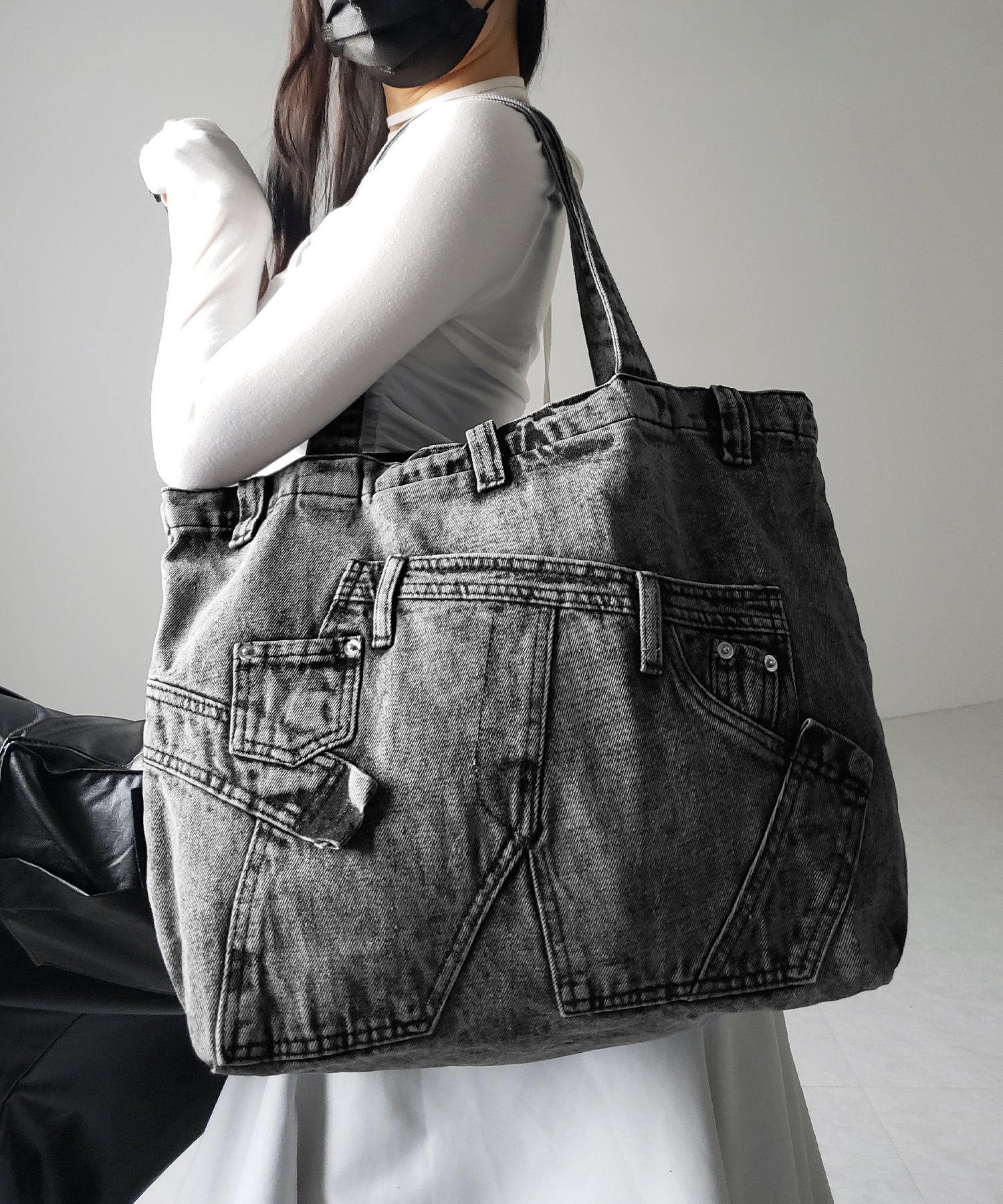 ヴィンテージドッキングウォッシュデニムバッグ / vintage docking washed denim bag