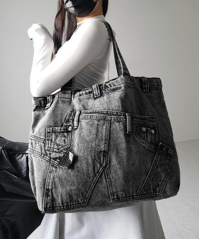 ヴィンテージドッキングウォッシュデニムバッグ / vintage docking washed denim bag