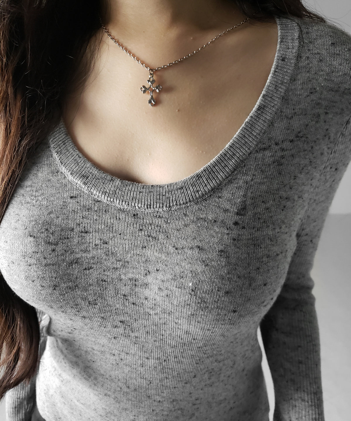 メランジネップルーズニットトップス / melange nep loose knit tops