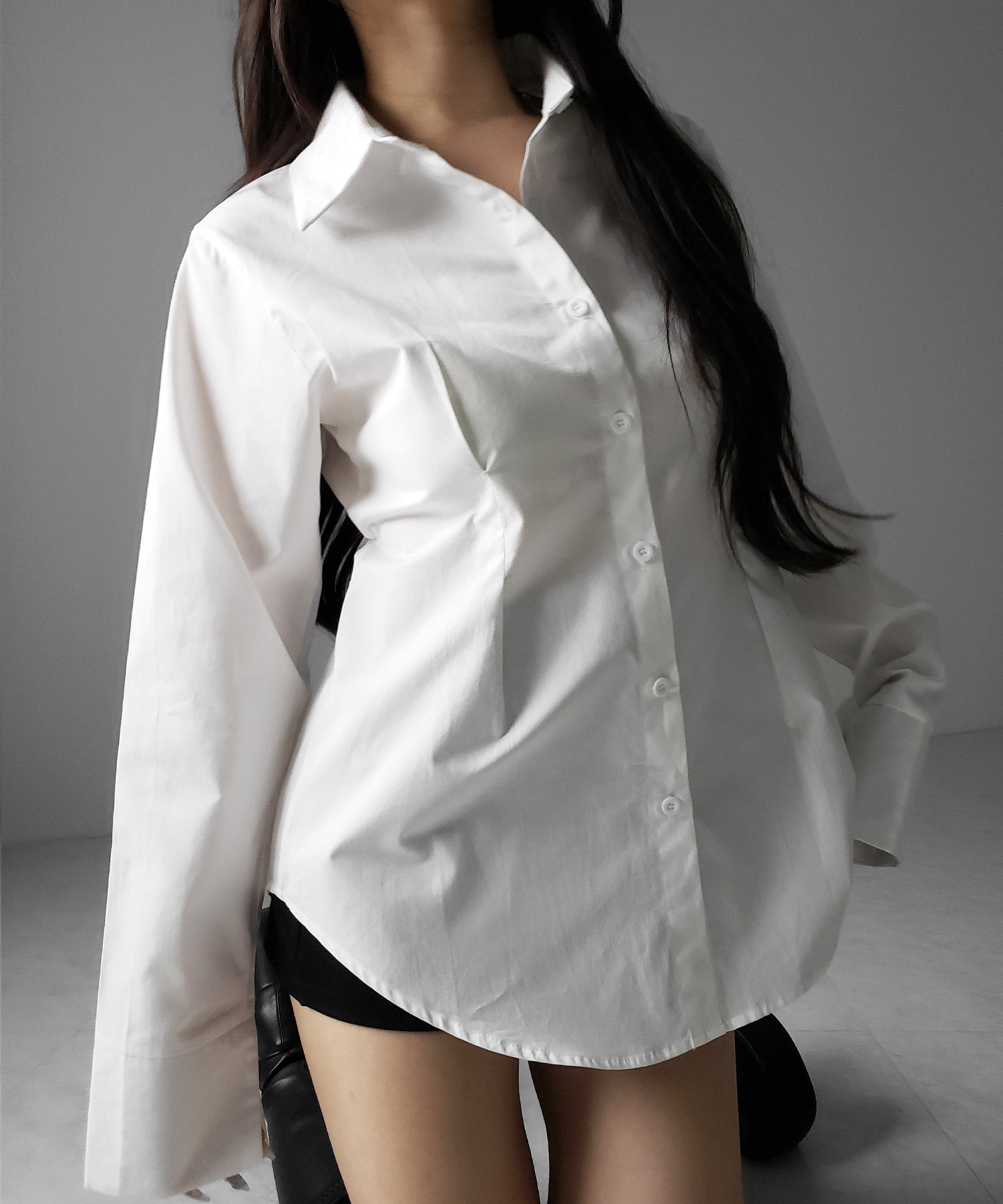 ウエストタックフレアレディシャツ / waist tuck flare lady shirts