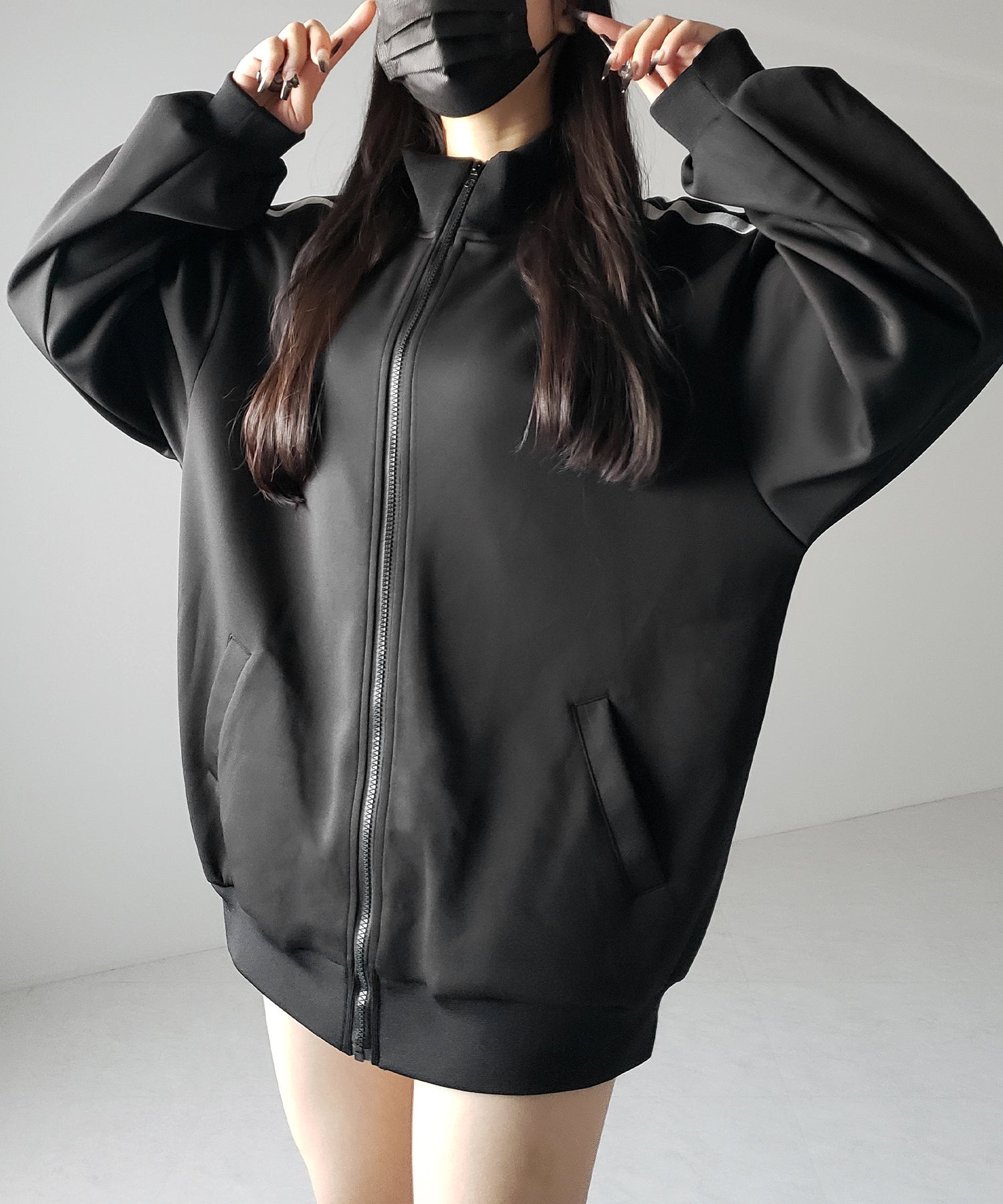 【 無地/配色を選べる2color 】サイドラインオーバーサイズトラックジャケット / sideline oversize track jacket