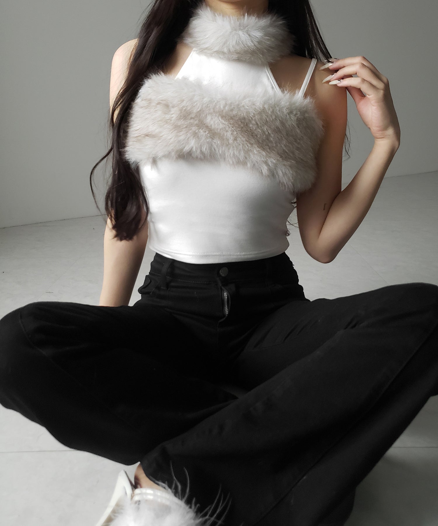 ファードッキングストラップトップス / fur docking strap tops