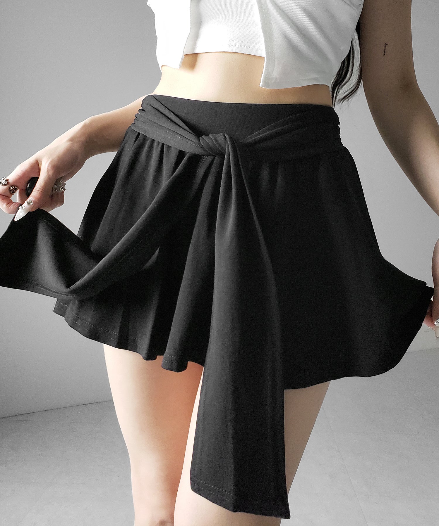 ラップレイヤードフレアミニスカパン / wrap layered flare mini skirt pants
