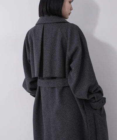 【 ウエストマークベルトSET 】2WAY ステンカラーレディメルトンロングコート / 2WAY soutien collar lady melton long coat