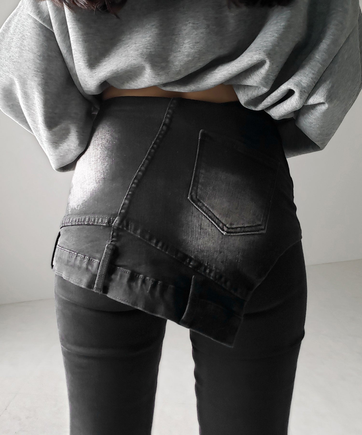 【 2color / 4size 】レイヤードウエストヴィンテージフレアデニム /layered waist vintage flare denim