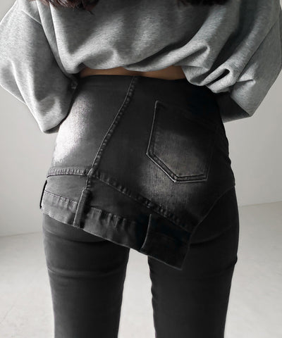レイヤードウエストヴィンテージフレアデニム /layered waist vintage flare denim