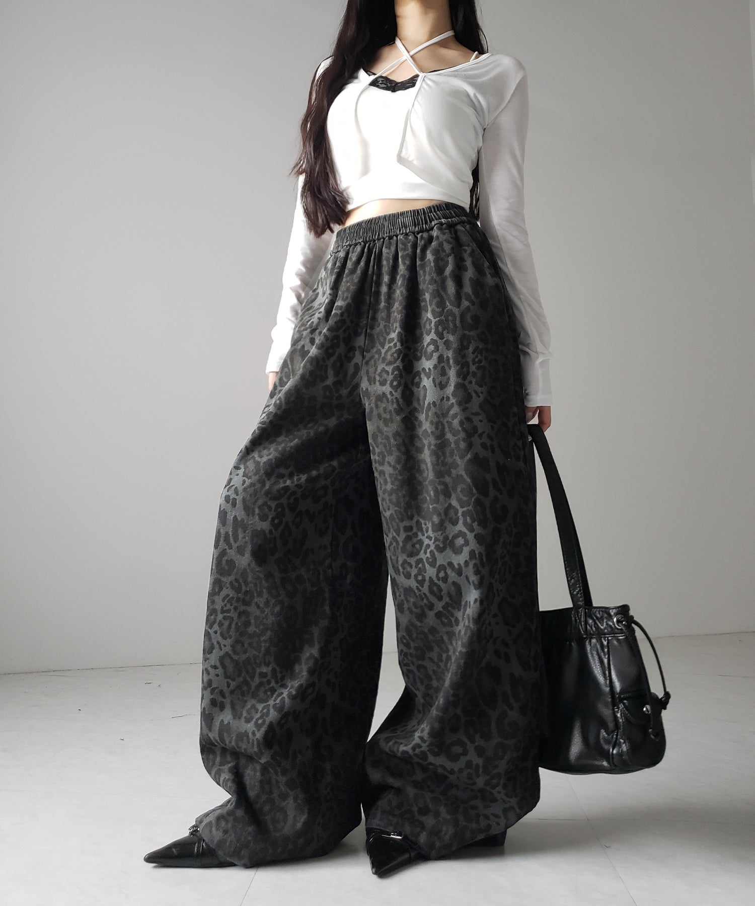 【 2color 】ヴィンテージライクレオパードツイルワイドパンツ / vintage like leopard twill wide pants