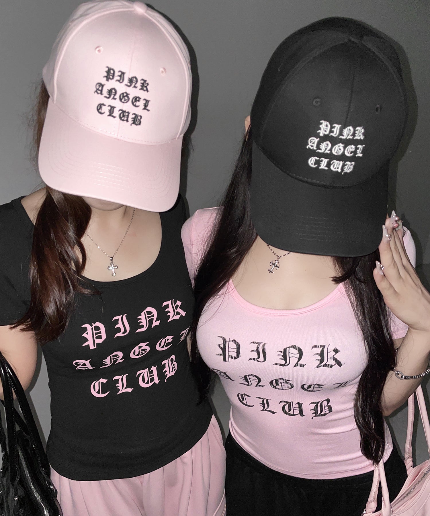 【 PINK ANGEL CLUB 】 GRUNGE LOGO embroidery CAP / グランジロゴ刺繍キャップ