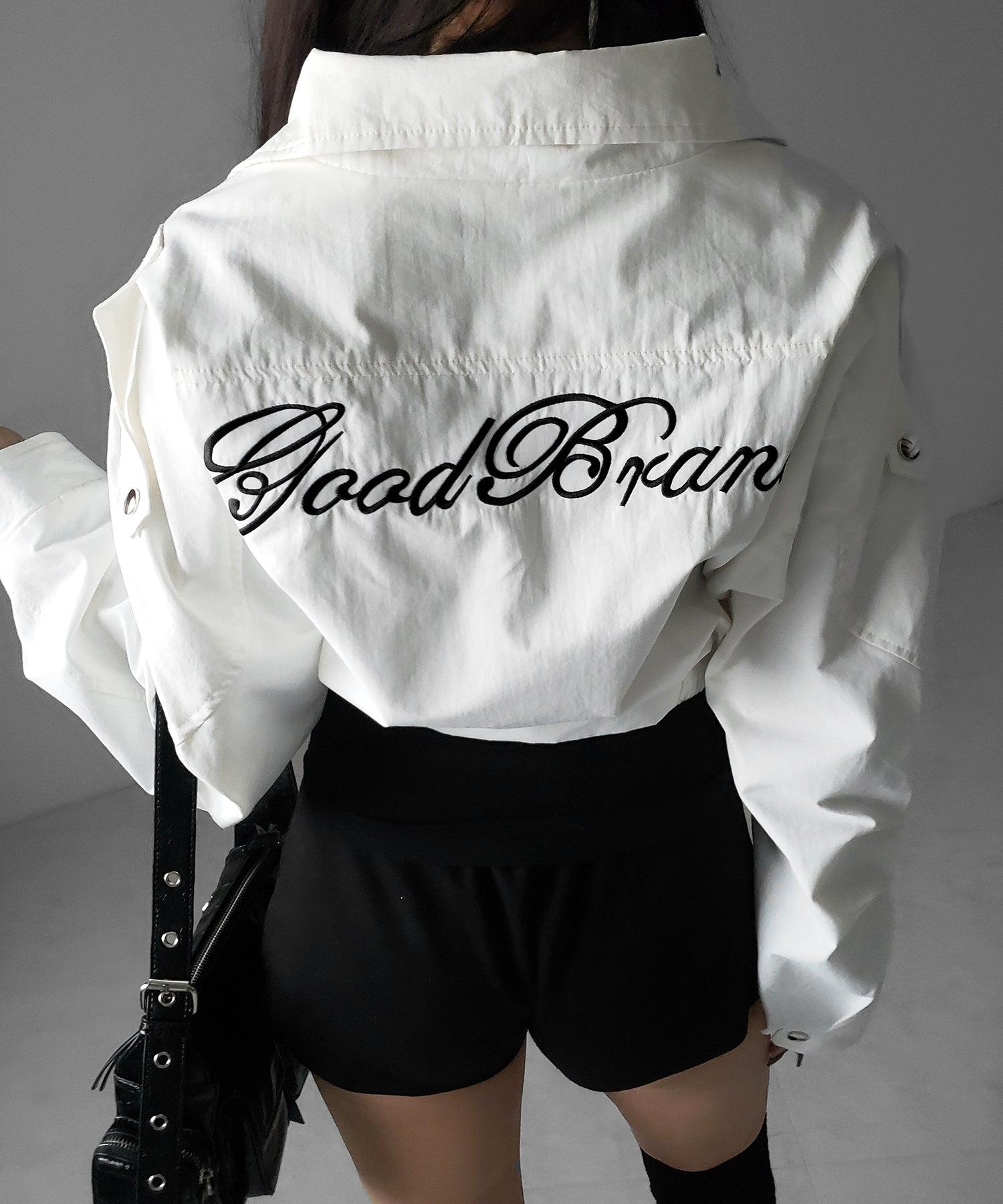 レタリングバックロゴスタンドカラーショートブルゾン / lettering back logo stand collar short blouson