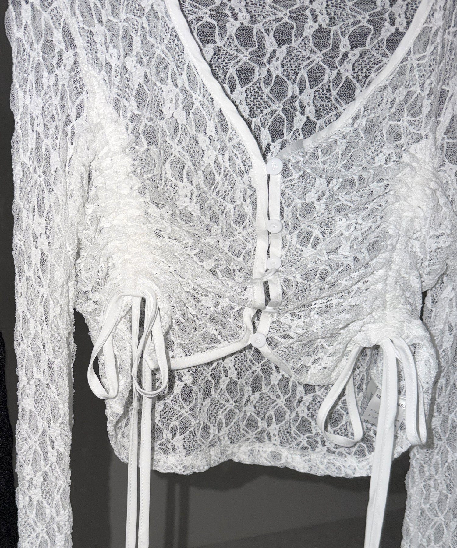 ダブルシャーリングショートレースカーディガン / double shirring short lace cardigan