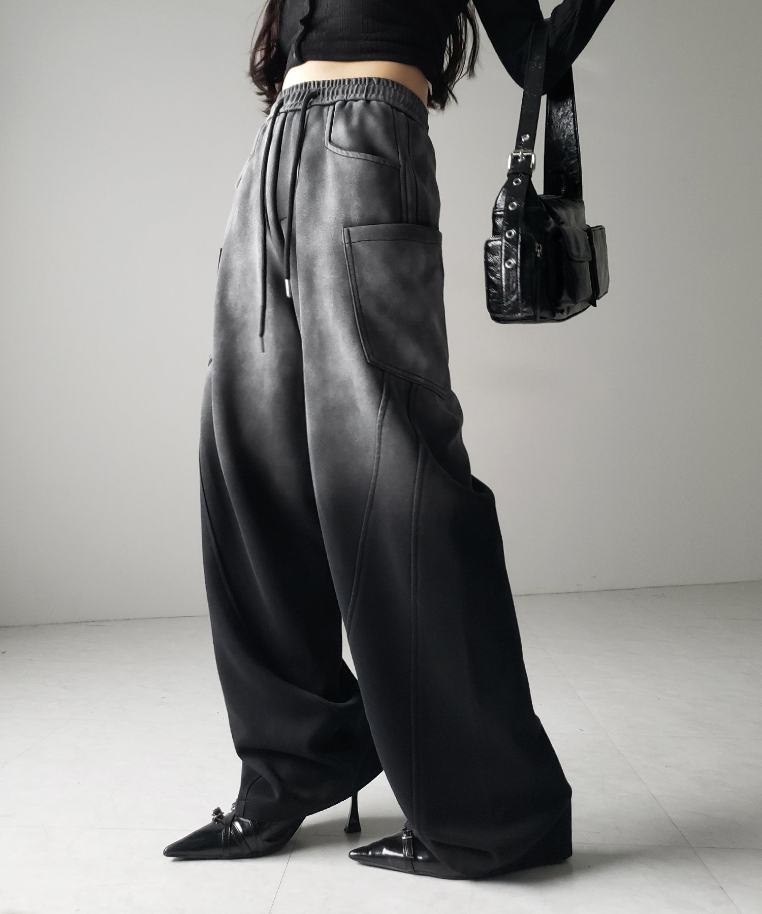 グラデーションブラックヴィンテージスウェットパンツ / gradation black vintage sweatpants