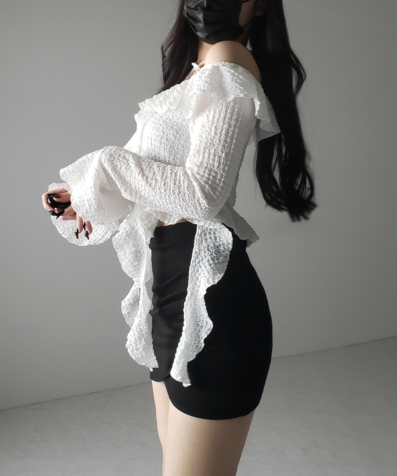 【 インパン裏地付 】サイドタックギャザータイトミニスカート /side tuck gather tight mini skirt