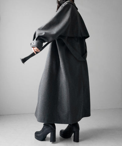 【 ウエストマークベルトSET 】2WAY ステンカラーレディメルトンロングコート / 2WAY soutien collar lady melton long coat
