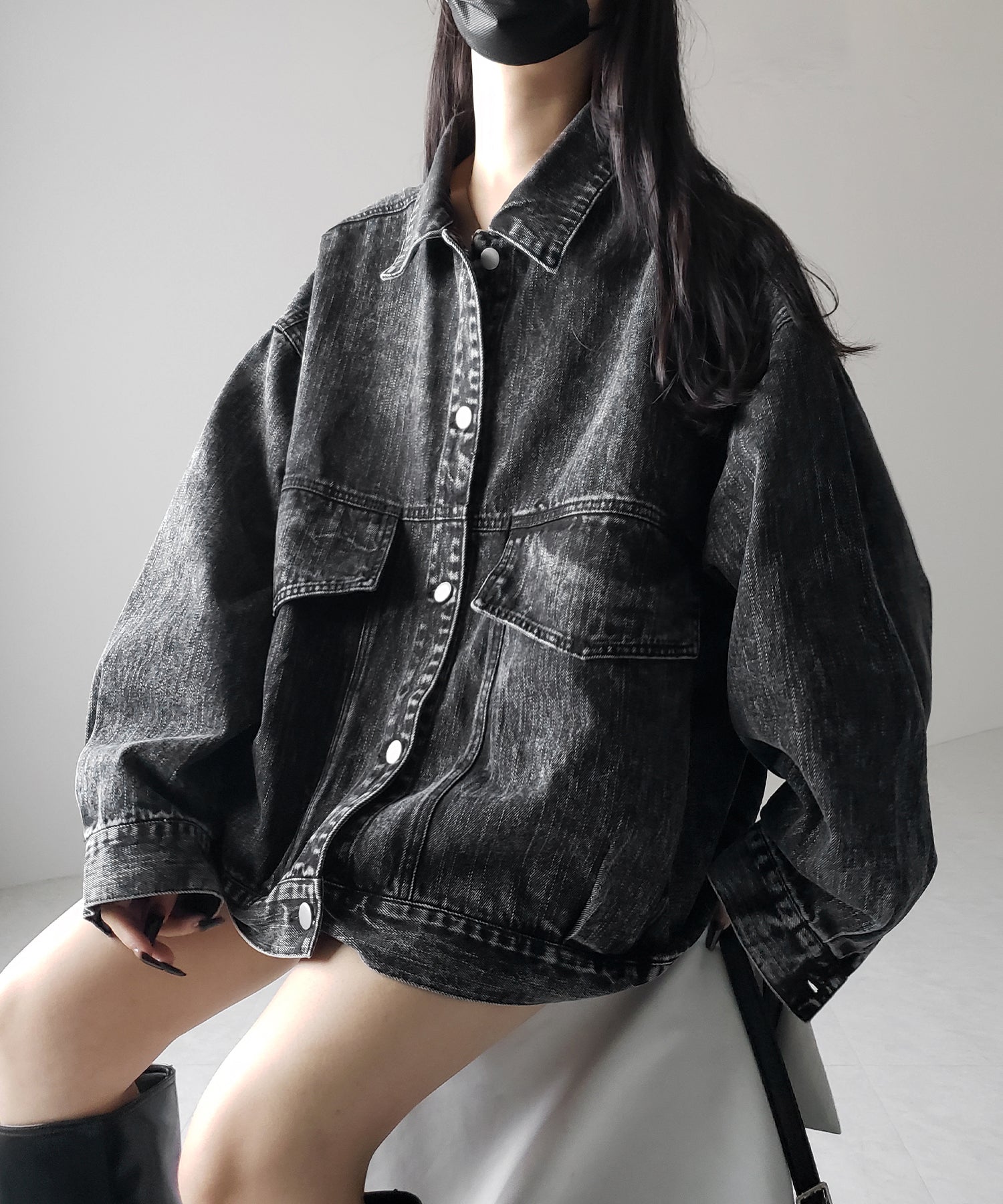 【 デニムセットアップ着用可能 】ヴィンテージケミカルブリーチボーイフレンドデニムジャケット / vintage chemical bleach boyfriend denim jacket