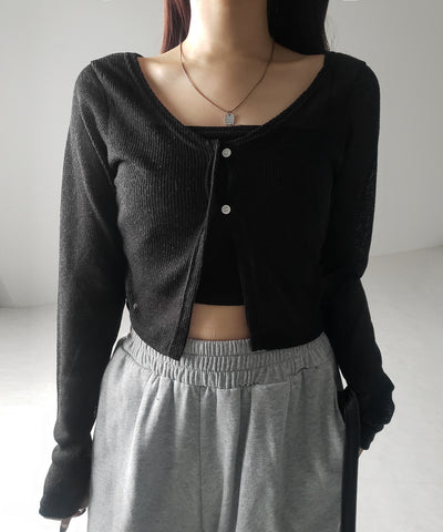 フロントボタンシアーショートカーディガン / front botton sheer short cardigan
