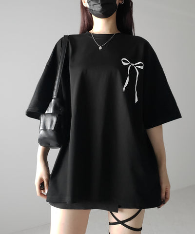半袖リボンプリントバレエコアビッグTシャツ / short sleeve ribbon print ballet core big Tee