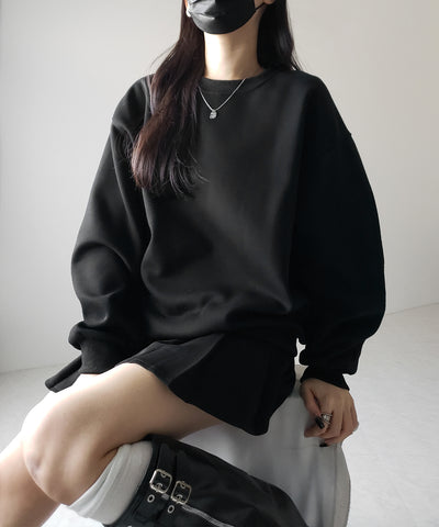 【 セットアップ 】オーバースウェットトップス + プリーツミニスカート SET / oversweat tops + pleated mini skirt SET