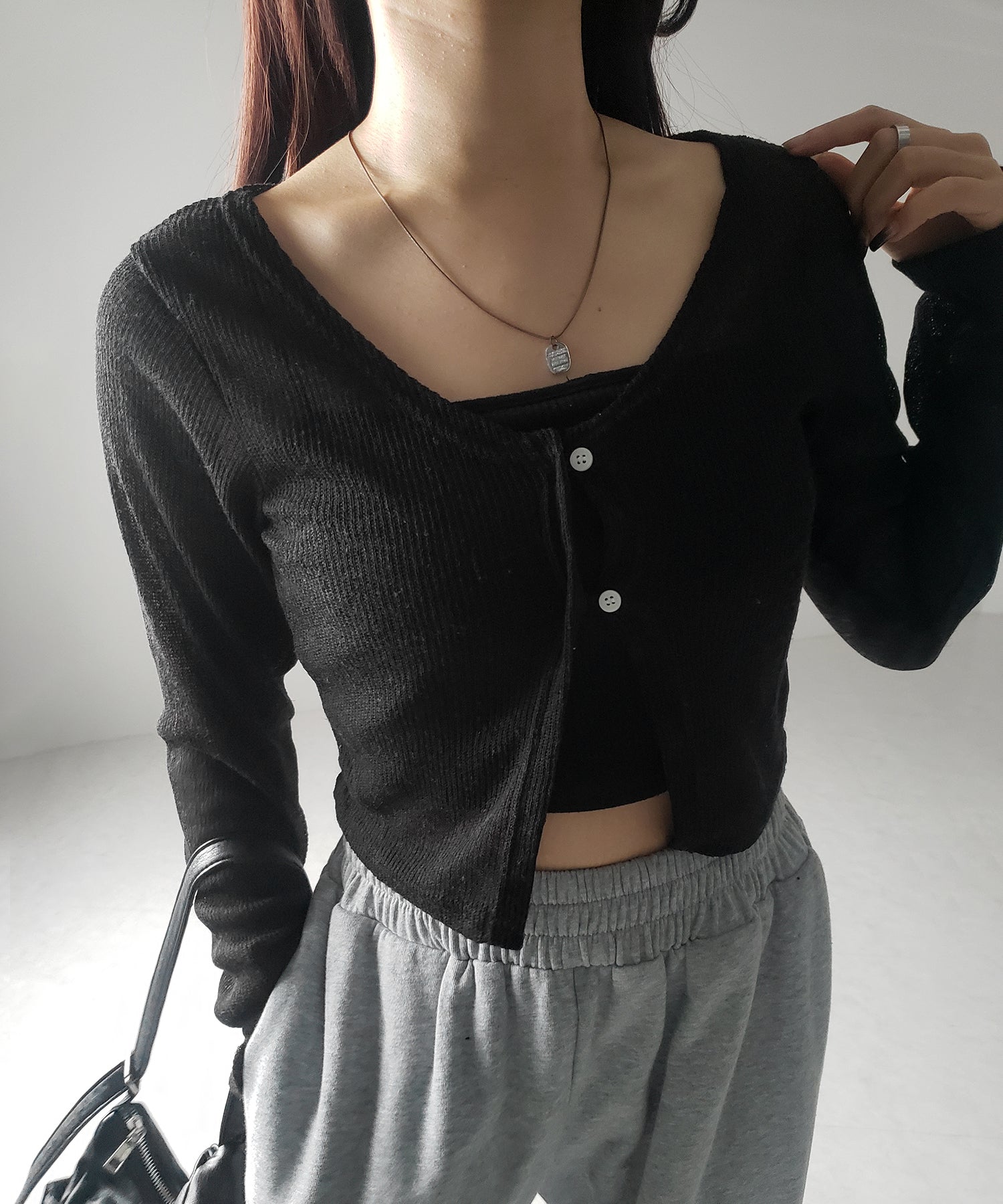 フロントボタンシアーショートカーディガン / front botton sheer short cardigan