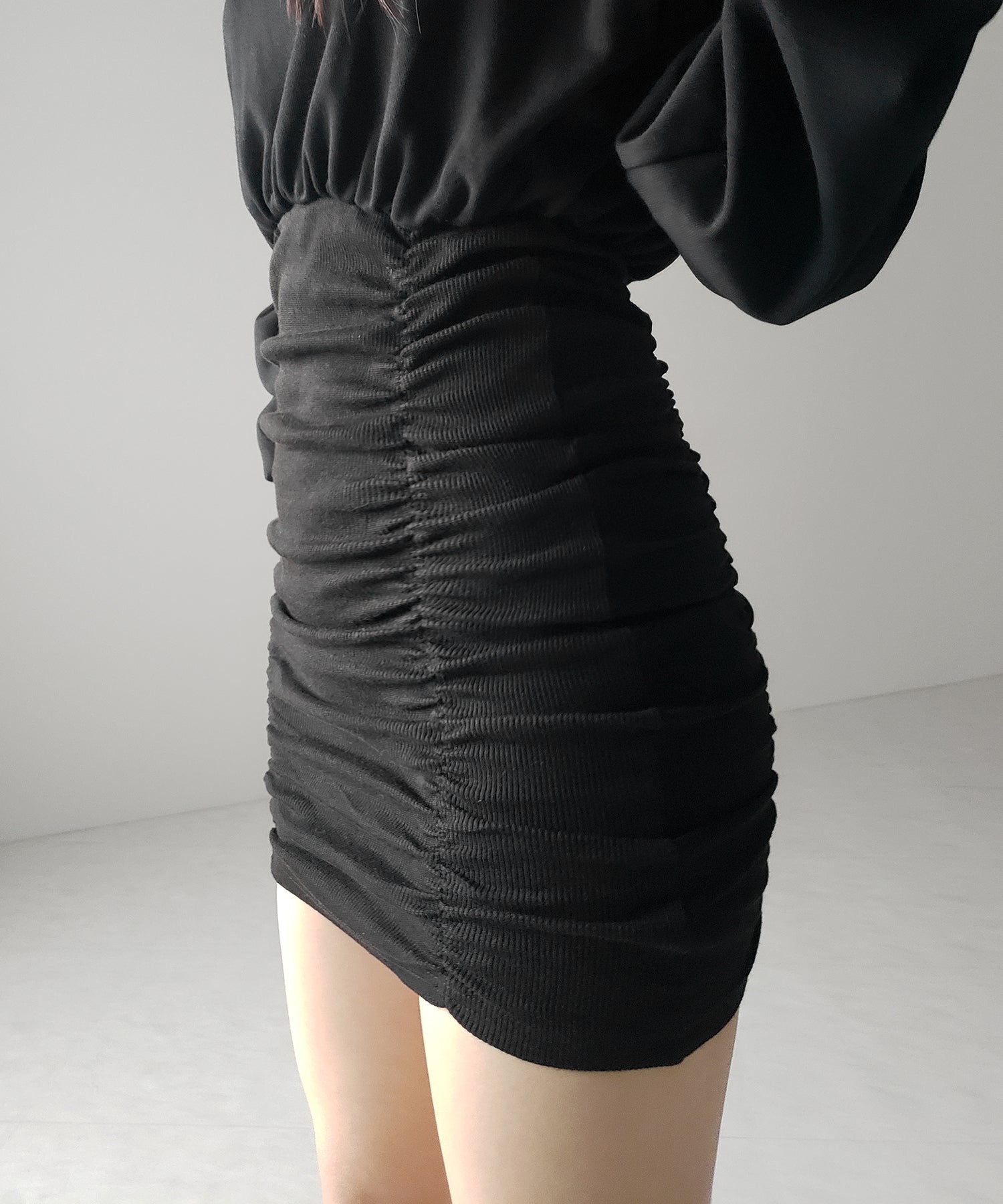裏毛シャーリングスウェットミニワンピース / urake shirring sweat mini one piece