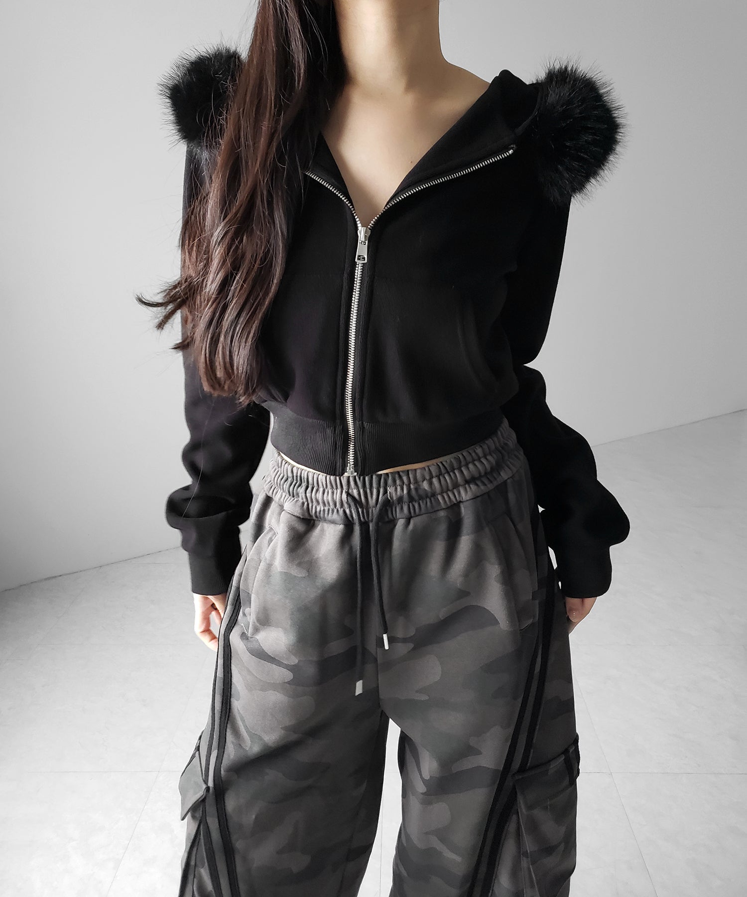 【 裾絞り可能2WAY 】カモフラヴィンテージサイドラインタックワイドスウェットパンツ / camouflage vintage side line tuck wide sweatpants