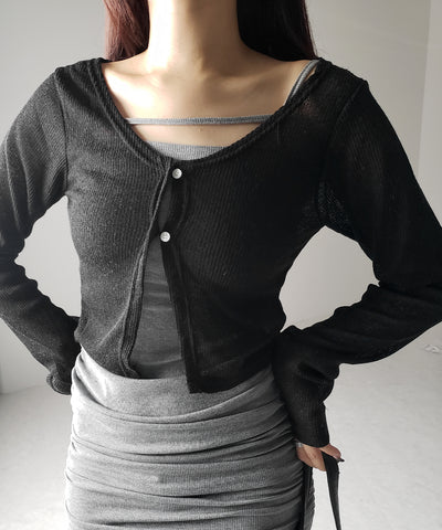 フロントボタンシアーショートカーディガン / front botton sheer short cardigan