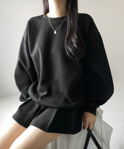 【 セットアップ 】オーバースウェットトップス + プリーツミニスカート SET / oversweat tops + pleated mini skirt SET