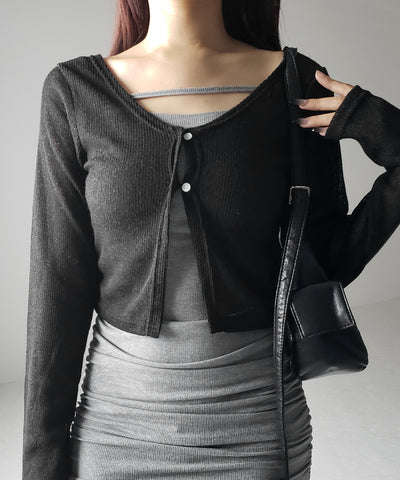 フロントボタンシアーショートカーディガン / front botton sheer short cardigan