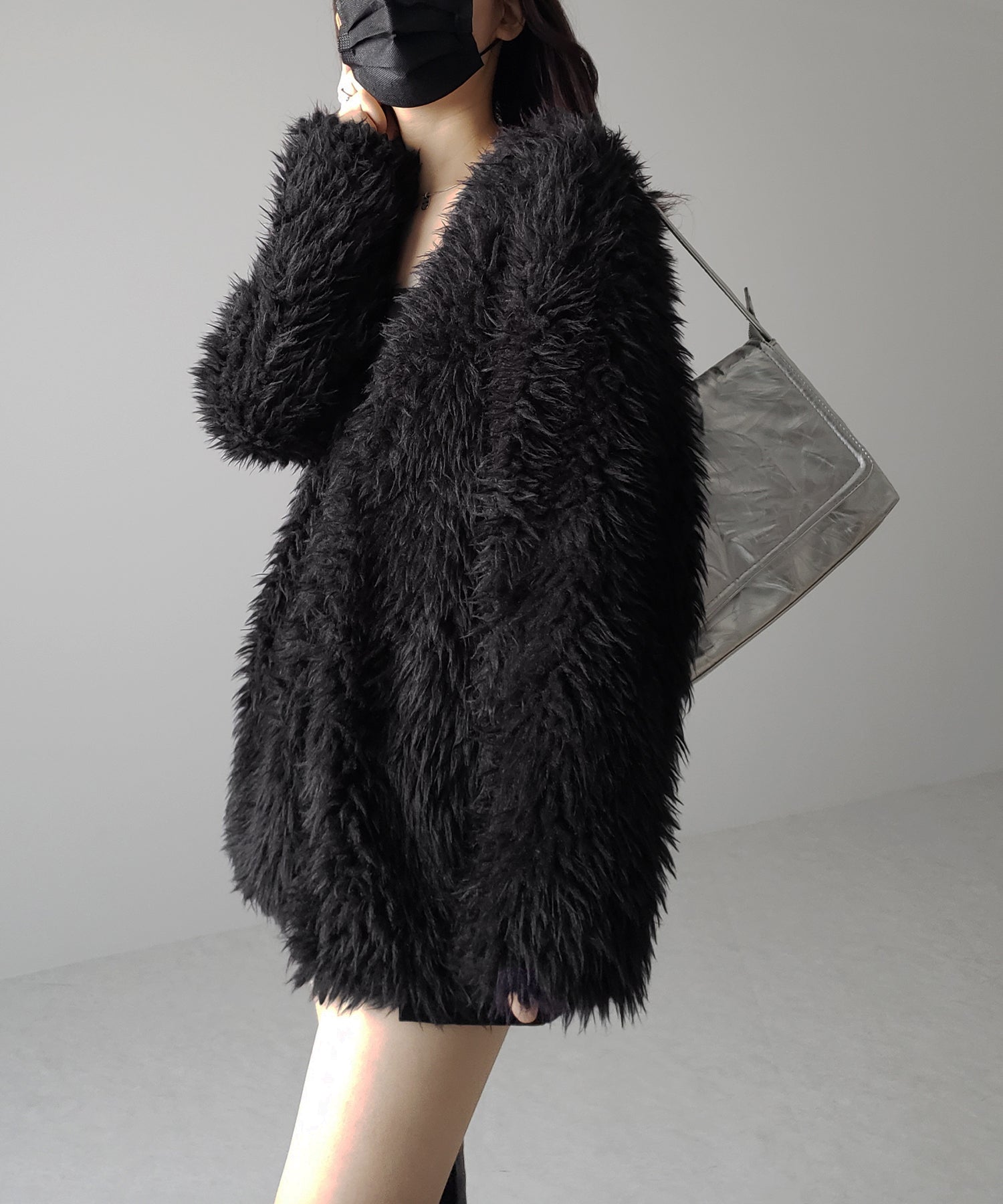 【 3COLOR 】ロングシャギーボアオーバーボリュームカーディガン