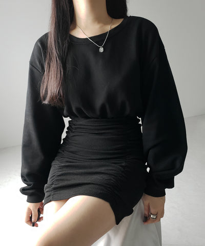 裏毛シャーリングスウェットミニワンピース / urake shirring sweat mini one piece
