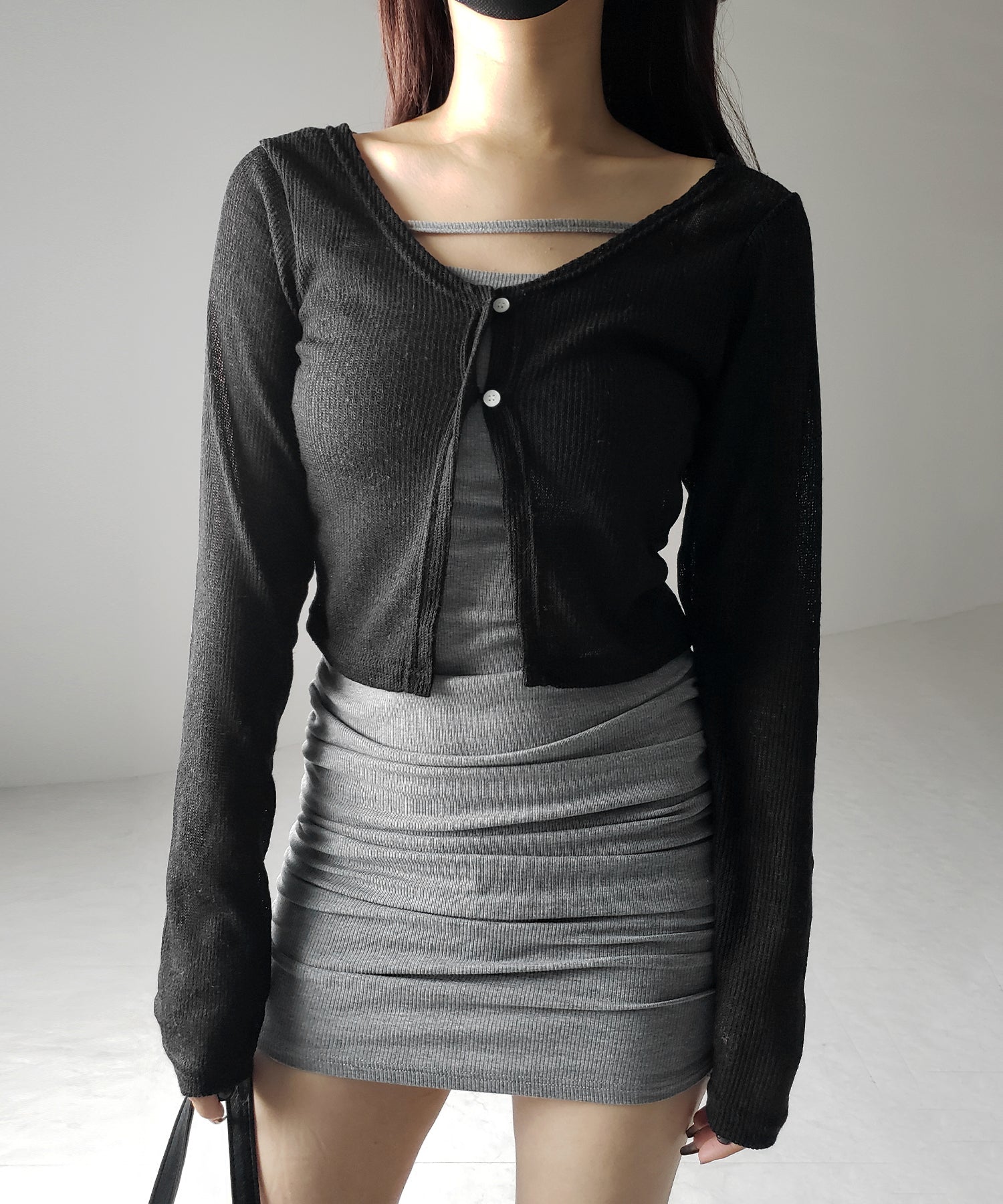 フロントボタンシアーショートカーディガン / front botton sheer short cardigan