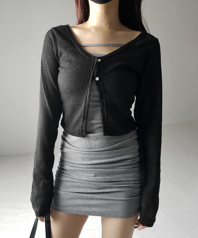 フロントボタンシアーショートカーディガン / front botton sheer short cardigan