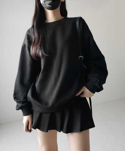 【 セットアップ 】オーバースウェットトップス + プリーツミニスカート SET / oversweat tops + pleated mini skirt SET