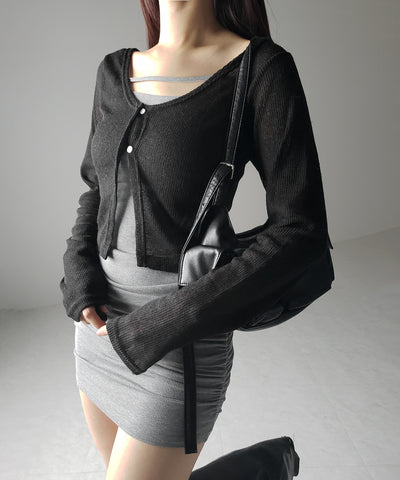 フロントボタンシアーショートカーディガン / front botton sheer short cardigan