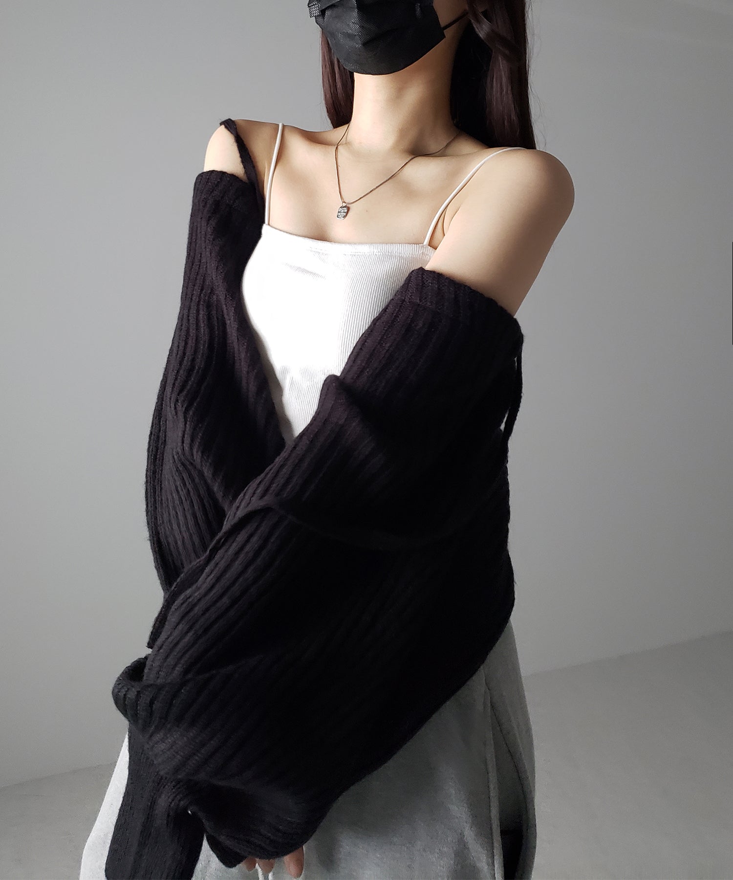 【 9color 】2WAYリボンモヘアライクショートリブニットカーデ