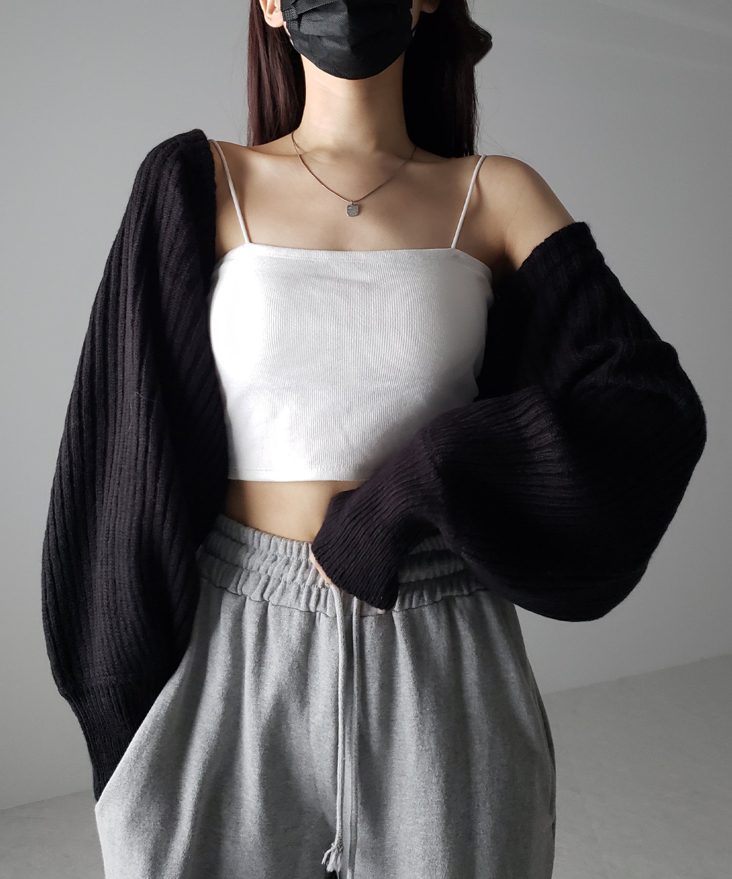 【 9color 】2WAYリボンモヘアライクショートリブニットカーデ