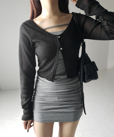 フロントボタンシアーショートカーディガン / front botton sheer short cardigan
