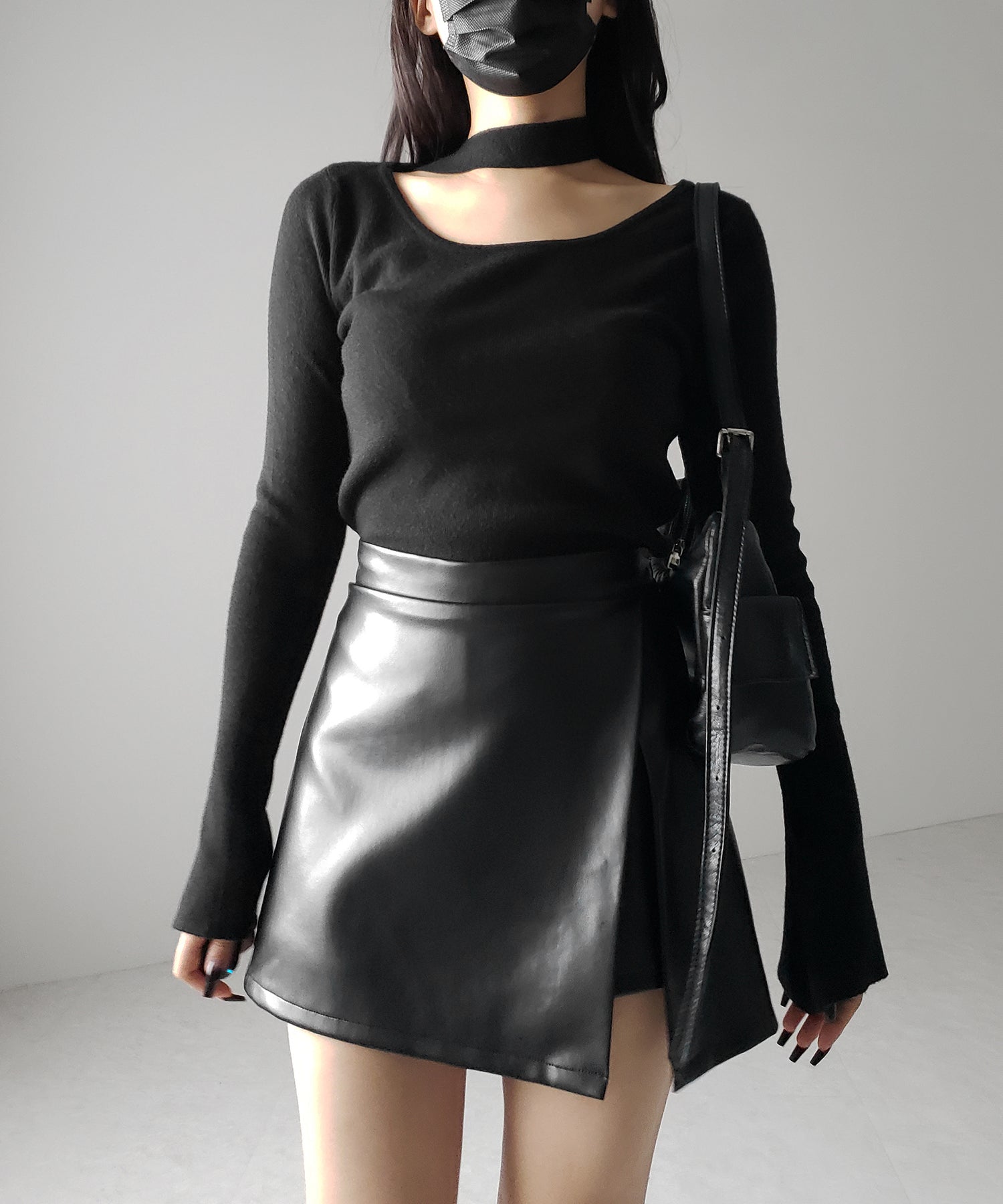 【 2color 】チョーカーリブニットトップス /choker lib knit tops